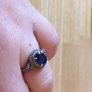 REAL sapphire ring with itty bitty diamonds